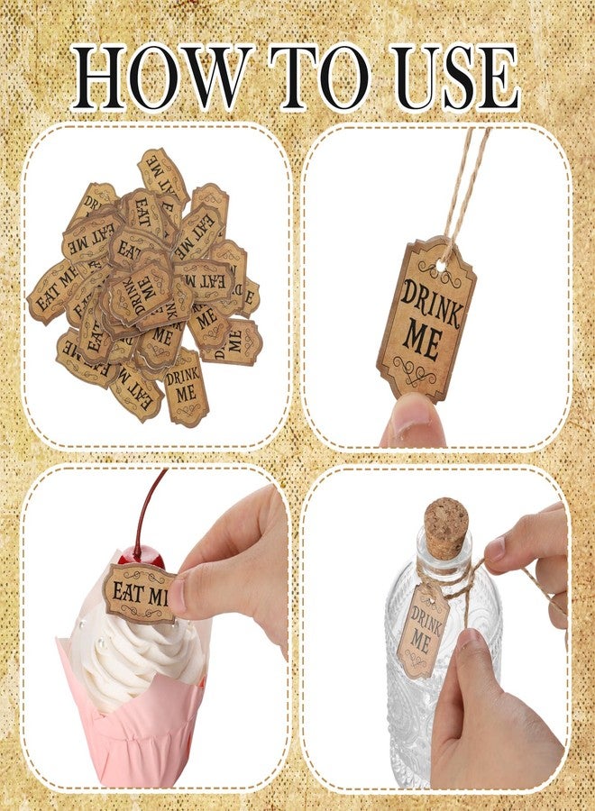 YooNotee 48 Pcs Wonderland Tea Party Decoration Wonderland Cup and Cake Tags Drink Me Eat Me Tea Party Favor Labels for Birthday Baby Shower Parties Supplies - Image 4