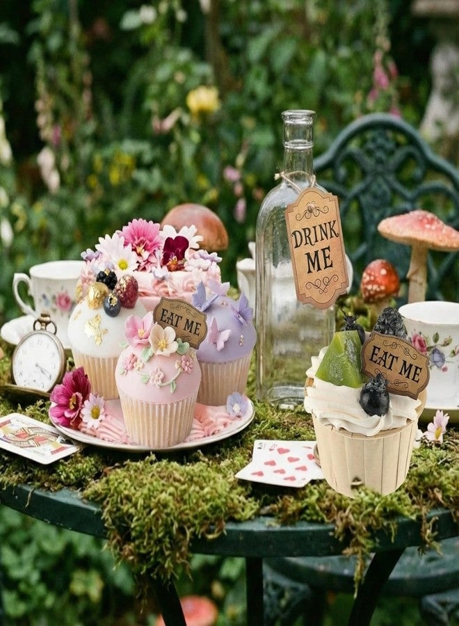 YooNotee 48 Pcs Wonderland Tea Party Decoration Wonderland Cup and Cake Tags Drink Me Eat Me Tea Party Favor Labels for Birthday Baby Shower Parties Supplies - Image 1