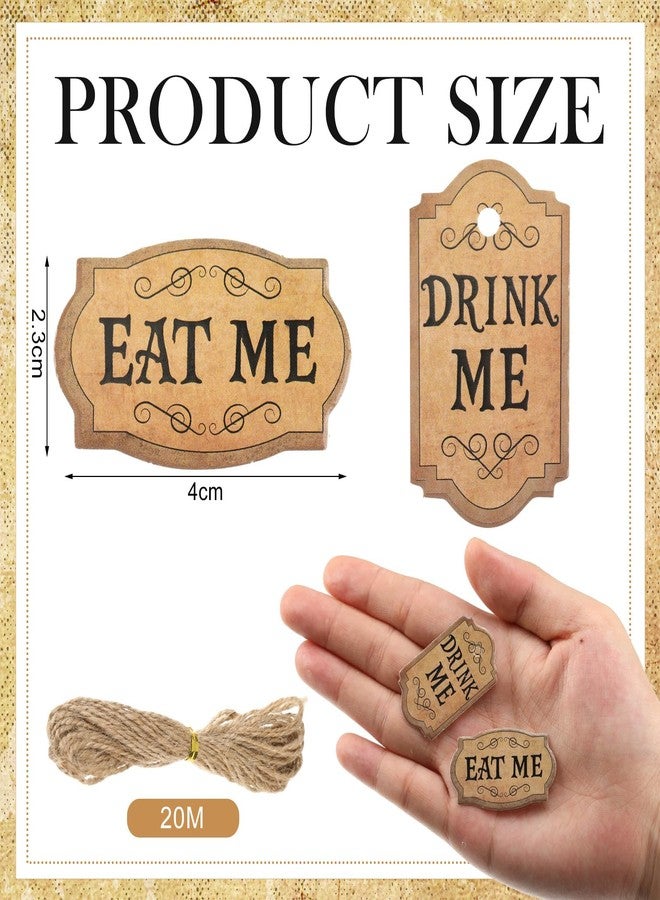 YooNotee 48 Pcs Wonderland Tea Party Decoration Wonderland Cup and Cake Tags Drink Me Eat Me Tea Party Favor Labels for Birthday Baby Shower Parties Supplies - Image 3