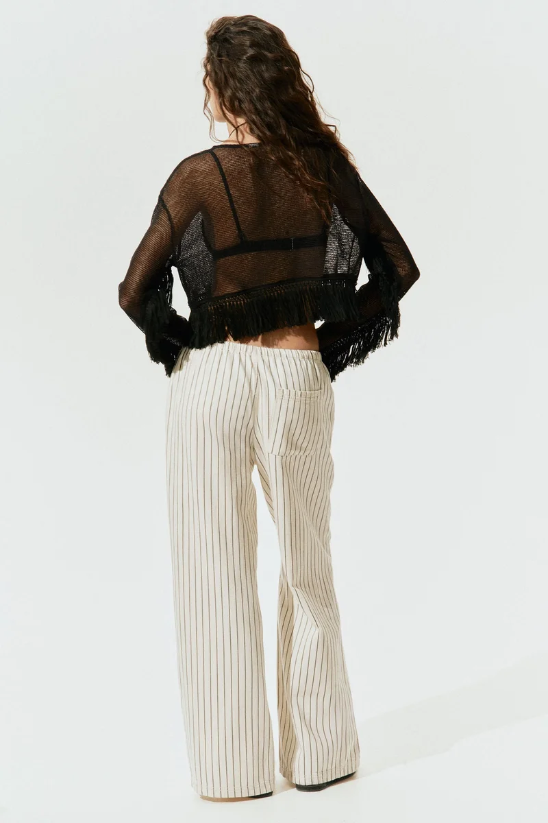 اتش اند ام بنطلون بحبل من الدنيم