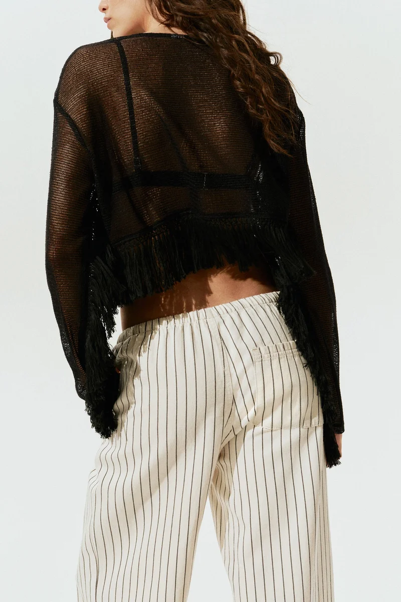 اتش اند ام بنطلون بحبل من الدنيم