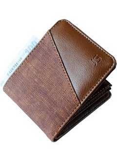 Apera Tr-96 Full Length Half Denim Half Leather Men's Wallet 15 Cards Double Paper Money Compartment  - Image 1