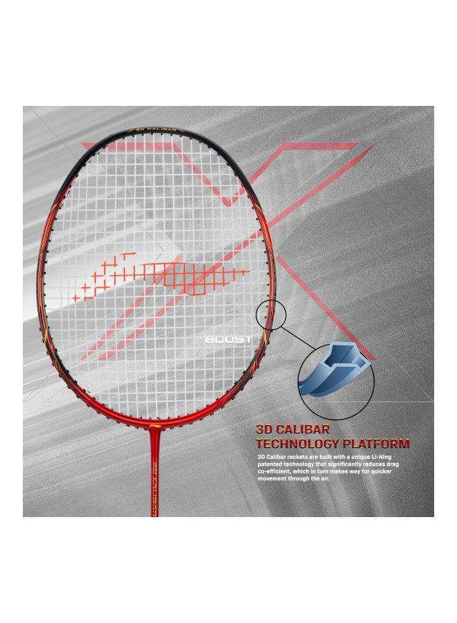 Li-Ning 3D Calibar X Boost Carbon Graphite Unstrung Badminton Racquet, 85 Grams, 30 Lbs String Tension And Free Full Cover(Dark Grey/Red) - Image 2