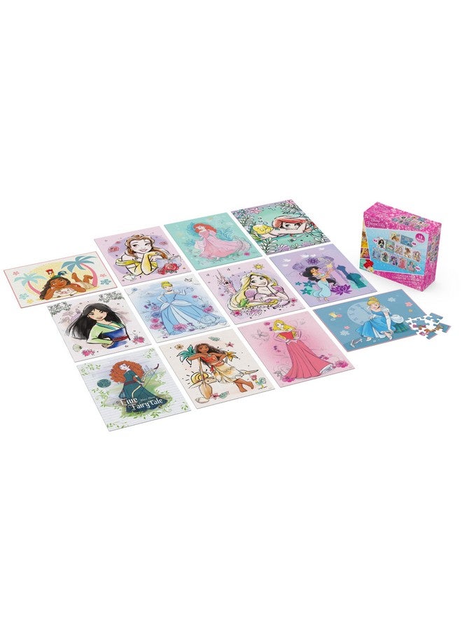 Spin Master Games, Disney Princess 12-Puzzle Bundle - Moana, Ariel, Mulan, Cinderella & More, with 48-Piece, 63-Piece, & 100-Piece Disney Puzzles for Kids, for Ages 4 & Up - Image 2