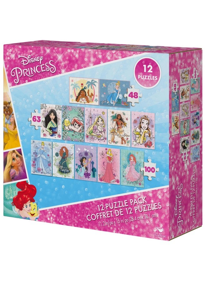 Spin Master Games, Disney Princess 12-Puzzle Bundle - Moana, Ariel, Mulan, Cinderella & More, with 48-Piece, 63-Piece, & 100-Piece Disney Puzzles for Kids, for Ages 4 & Up - Image 5