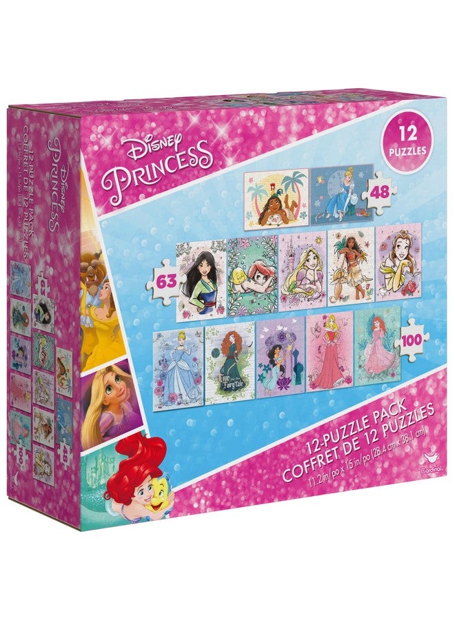 Spin Master Games, Disney Princess 12-Puzzle Bundle - Moana, Ariel, Mulan, Cinderella & More, with 48-Piece, 63-Piece, & 100-Piece Disney Puzzles for Kids, for Ages 4 & Up - Image 4