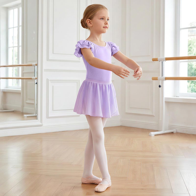 Gogokids 2 Pcs Ballet Leotards Dresses for Girls Crisscross Back Toddler Ballerina Outfit with Removable Skirt Combo 6-7 Years - Image 3