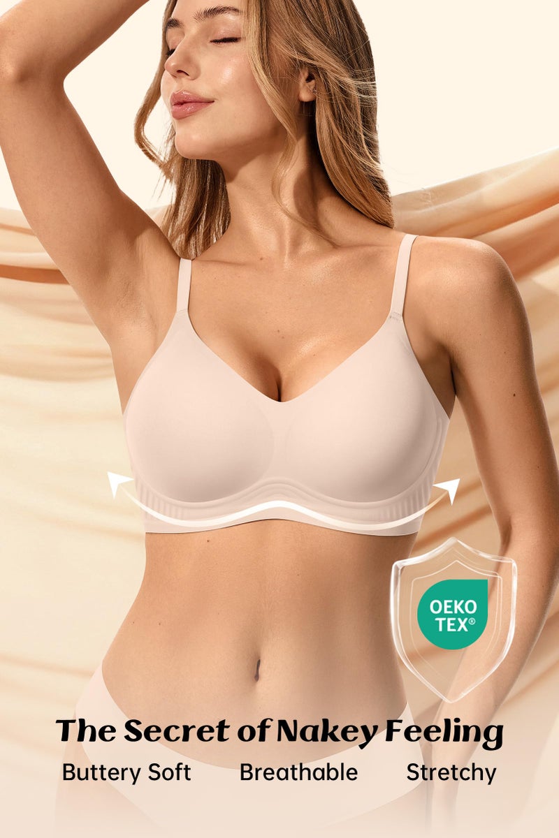 LetsJoli Minimizer Bras for Women Jelly Wireless Plus Size Bra No Wire Bralettes Comfortable Supportive(Skin,2XL) - Image 4