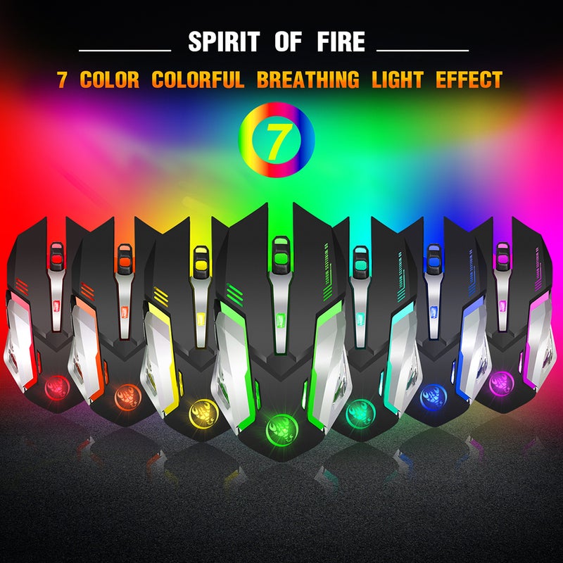 M10 Gaming Wireless 2400 DPI Rechargeable 7 color 6 Backlight Breathing Ergonomic for Computer Desktop Laptop - Image 2