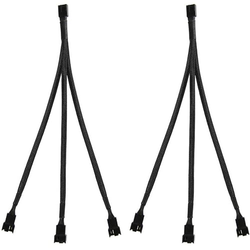 ThreeBulls 2 Pack 3 Way 4 Pin PWM Fan Splitter Cable, PC Extension Cable Converter for Computer ATX Case 4-Pin/3-Pin Cooling, 10.6" 1 to 3 - Image 1