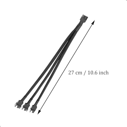 ThreeBulls 2 Pack 3 Way 4 Pin PWM Fan Splitter Cable, PC Extension Cable Converter for Computer ATX Case 4-Pin/3-Pin Cooling, 10.6" 1 to 3 - Image 2