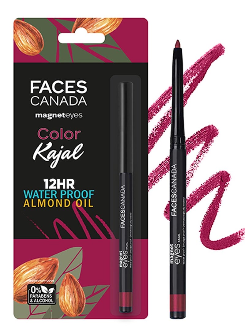 FACESCANADA Magneteyes Color Kajal - Burgundy Love 04, 0.30G | Highly Pigmented Kohl | 12 Hr Long Stay | Matte Finish | Single Stroke Glide | Water Proof | Smudge Proof | Almond Oil Enriched - Pencil - Image 1