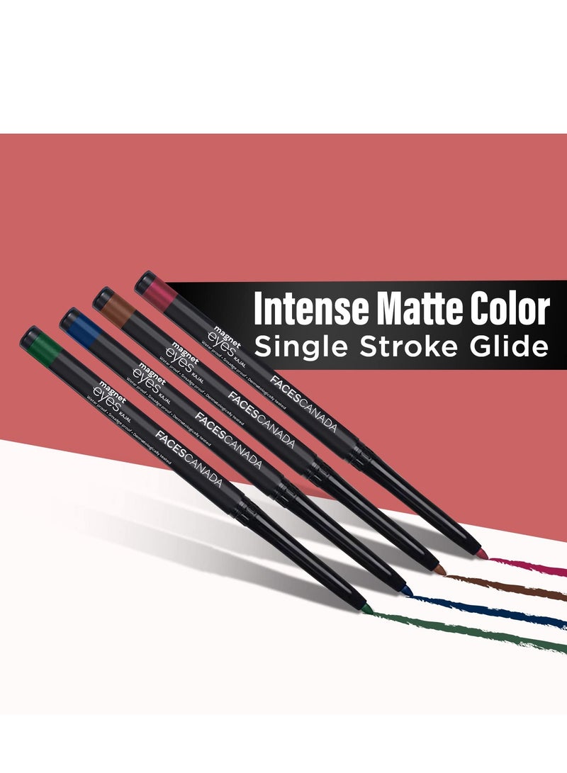 FACESCANADA Magneteyes Color Kajal - Burgundy Love 04, 0.30G | Highly Pigmented Kohl | 12 Hr Long Stay | Matte Finish | Single Stroke Glide | Water Proof | Smudge Proof | Almond Oil Enriched - Pencil - Image 3