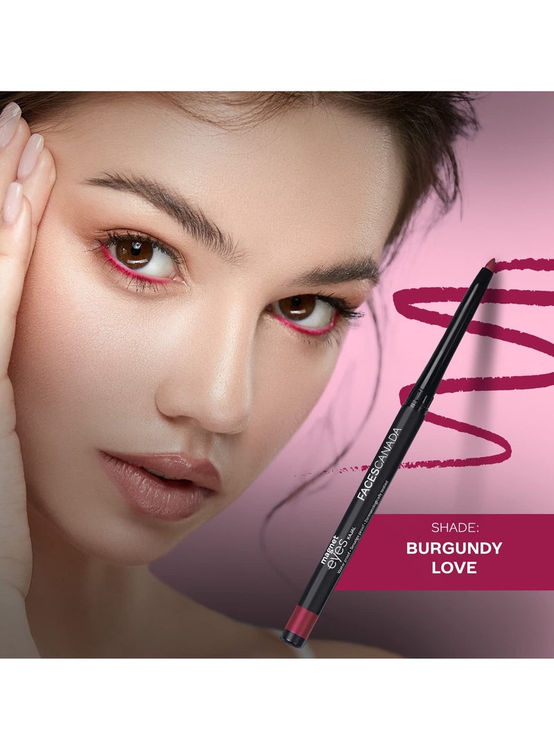 FACESCANADA Magneteyes Color Kajal - Burgundy Love 04, 0.30G | Highly Pigmented Kohl | 12 Hr Long Stay | Matte Finish | Single Stroke Glide | Water Proof | Smudge Proof | Almond Oil Enriched - Pencil - Image 2
