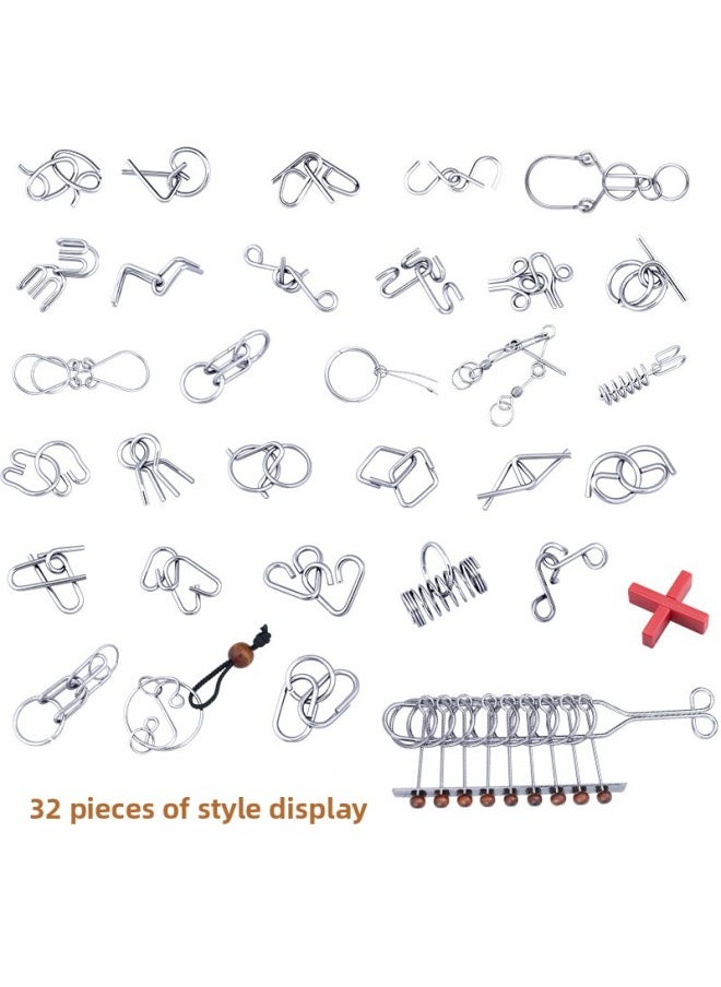 Generic - Toys Nine-chain Educational Toys Adult Intelligence Unleashing Intelligence Buckle Series Unleashing Unlocking Kongming Lock-Color:English Version Of The 32-piece Set Of Nine Series - Image 1