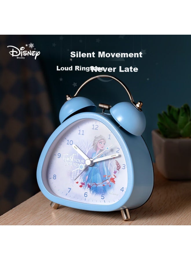 Disney Disney Children's Alarm Clock Student Special Wake-up Artifact Silent Bedside Clock Night Light Double Bell Large Volume Cartoon Boys And Girls Desktop Alarm Clock Elsa Princess - Image 1