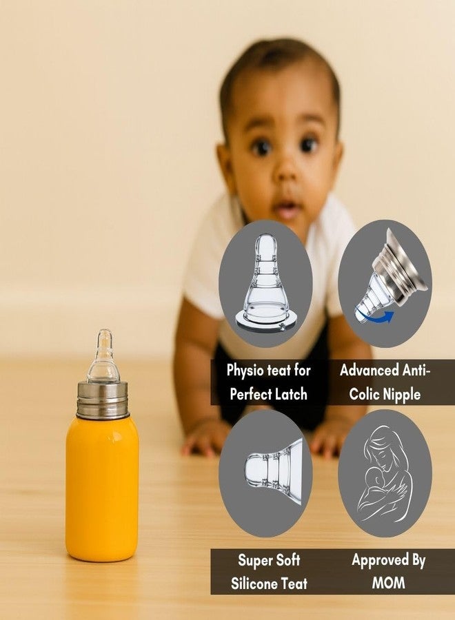 VOIK Vega Soft Steel Feeding Bottle for Newborn Baby | Premium Stainless Steel Baby Bottle | Lightweight, Durable Milk Bottle for Kids | Leak-Proof, BPA-Free | 300ml (Orange) - Image 4