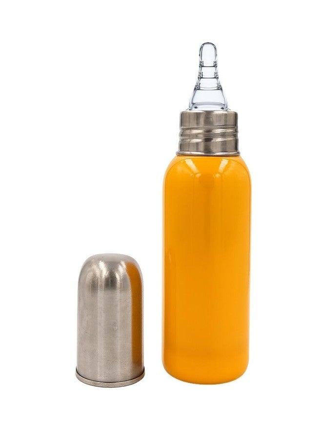 VOIK Vega Soft Steel Feeding Bottle for Newborn Baby | Premium Stainless Steel Baby Bottle | Lightweight, Durable Milk Bottle for Kids | Leak-Proof, BPA-Free | 300ml (Orange) - Image 1