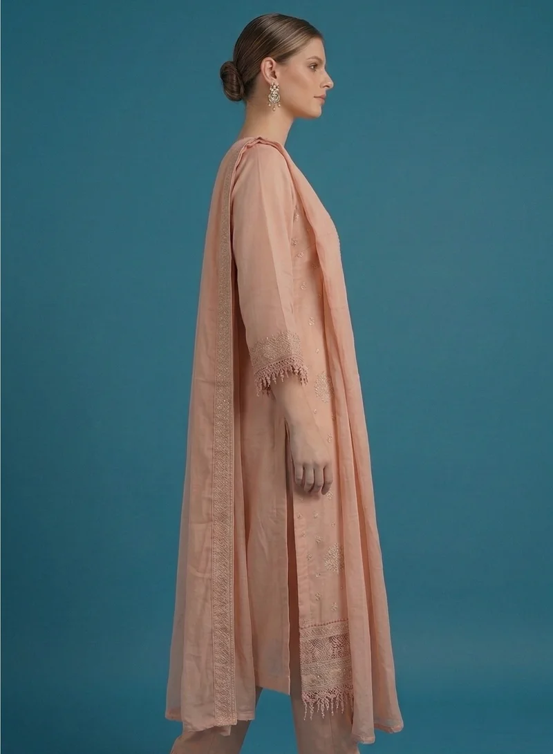 Lehar Blush Nectar Embroidered Organza Festive Ensemble