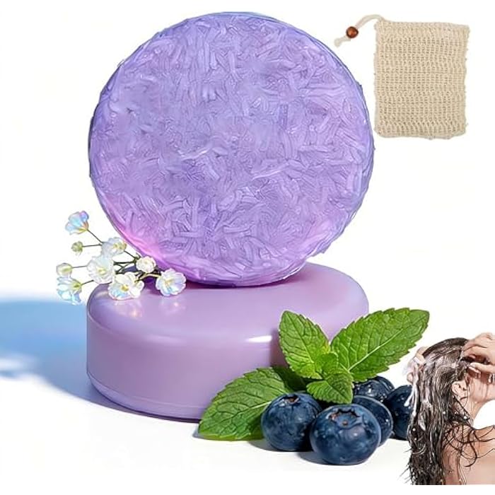 Blueberry Fields Shampoo & Conditioner Bars, 2-in-1 Purple Soap Bar for Thinning & Dry Hair, Hair Loss Reduction & Scalp Health, Daily Care Set with Blueberry Extracts - Image 1