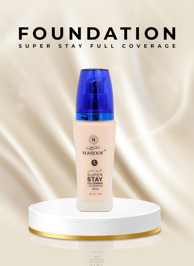 MAROOF كريم أساس سائل بتغطية كاملة يدوم 24 ساعة من ماروف بعامل حماية من الشمس 30، 30 مل - Image 5