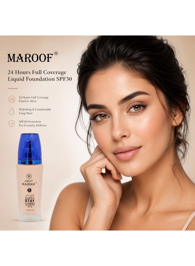 ماروف كريم أساس ماروف بعامل حماية SPF 30 وفيتامين E – تغطية كاملة مقاوم للماء يدوم حتى 24 ساعة لجميع أنواع البشرة - Image 3