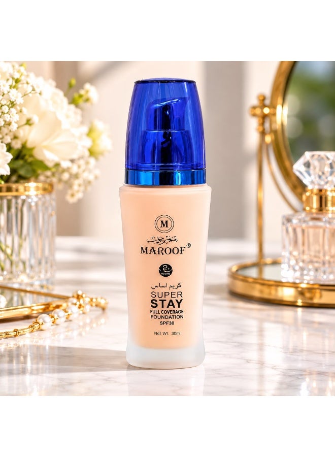 ماروف كريم أساس ماروف بعامل حماية SPF 30 وفيتامين E – تغطية كاملة مقاوم للماء يدوم حتى 24 ساعة لجميع أنواع البشرة - Image 4