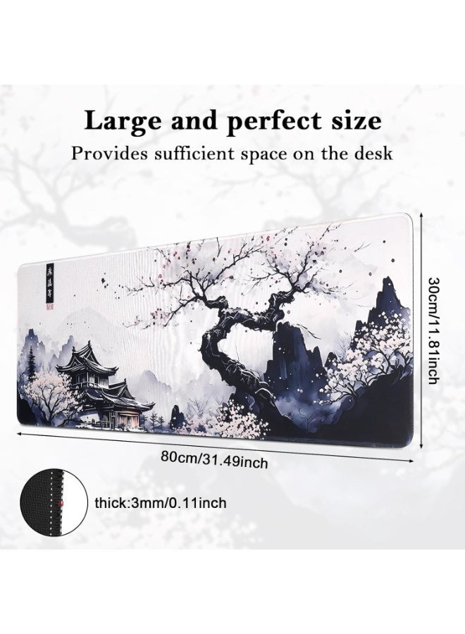 BIGTHREE Large Mouse Pad Mat, 80 x 30cm Extended Gaming Mouse Pad, Non Slip Waterproof Mouse Table Mat, Desk Mat with Stitched Edges, for Gaming Office Laptop Computer and Home (Style 1) - Image 2