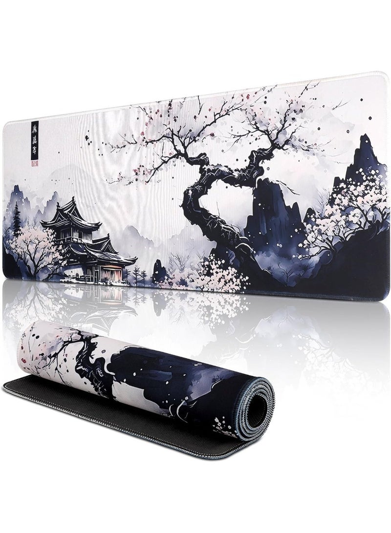 BIGTHREE Large Mouse Pad Mat, 80 x 30cm Extended Gaming Mouse Pad, Non Slip Waterproof Mouse Table Mat, Desk Mat with Stitched Edges, for Gaming Office Laptop Computer and Home (Style 1) - Image 1