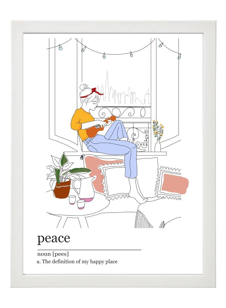 Boomah Accessories Peace Definition Dictionary Art Dubai Boho Style Framed Poster 30X40 cm 