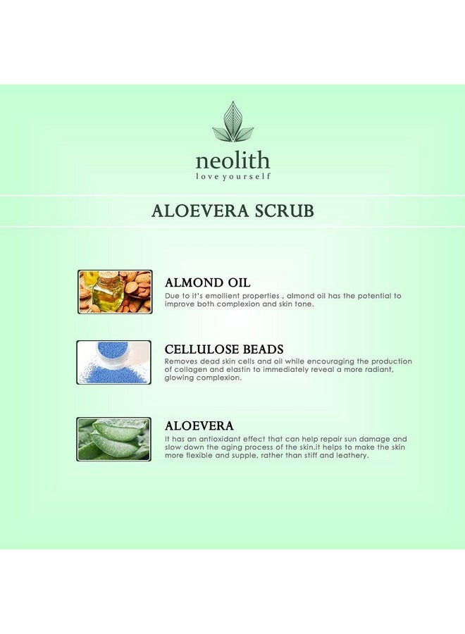Neolith Aloe Vera Scrub | Winter Scrub | Exfoliating Face Scrub for Reduce Acne, Blackheads & Whiteheads, Dry & Dull Skin, Ecocert Certified Raw Materials, Paraben & Sulphate Free Women & Men -100 Gm - Image 4