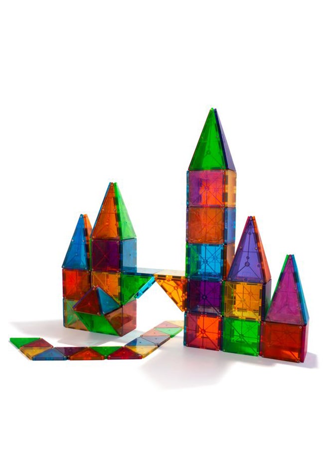 MAGNA-TILES Clear Colors 100 Piece Magnetic Construction Set, Original 3d Magnetic Building Tiles, For Kids Ages 3+  - Image 3