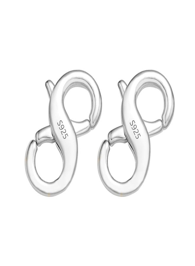 ALEXCRAFT Double Opening Lobster Clasps Closure, 2 Pcs Necklace Bracelet Extender Clasps and Closures S925 Sterling Silver Neckalce Connector Clasps for Bracelet Anklet DIY Jewelry Finding Supplies (Silver) - Image 1