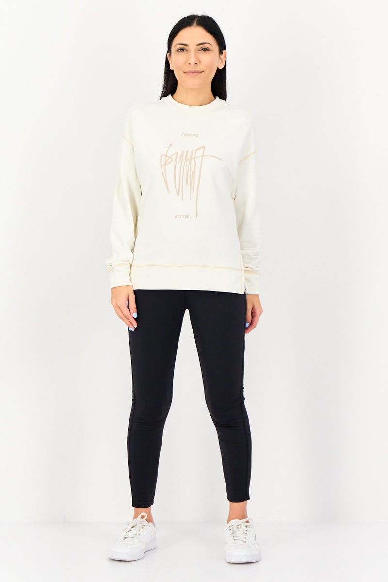 PUMA ملابس رياضية نسائية بأكمام طويلة مناسبة، أبيض فاتح - Image 4