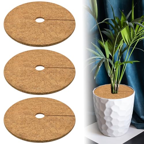 ZeeDix 3 Pack Coconut Fiber Mulch Ring, 24 Inch Coco Coir Tree Ring Mulch Mat, 100% Natural Tree Protector Mat Plant Cover Ring Coconut Coir Discs Tree Mats Mulch Rings for Indoor Outdoor Trees Plants - Image 1