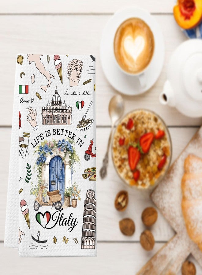 WCGXKO Italy Gift Life is Better in Italy Kitchen Towel Rome Italy Souvenirs Italian Flag Gift Italy Traveller Gift (Italy Towel) - Image 4