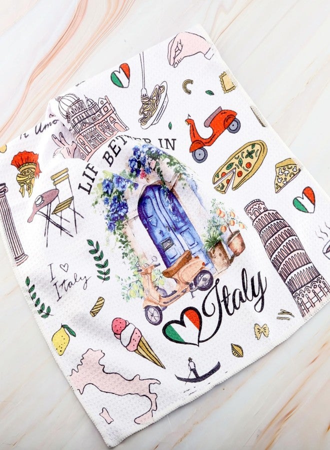 WCGXKO Italy Gift Life is Better in Italy Kitchen Towel Rome Italy Souvenirs Italian Flag Gift Italy Traveller Gift (Italy Towel) - Image 3