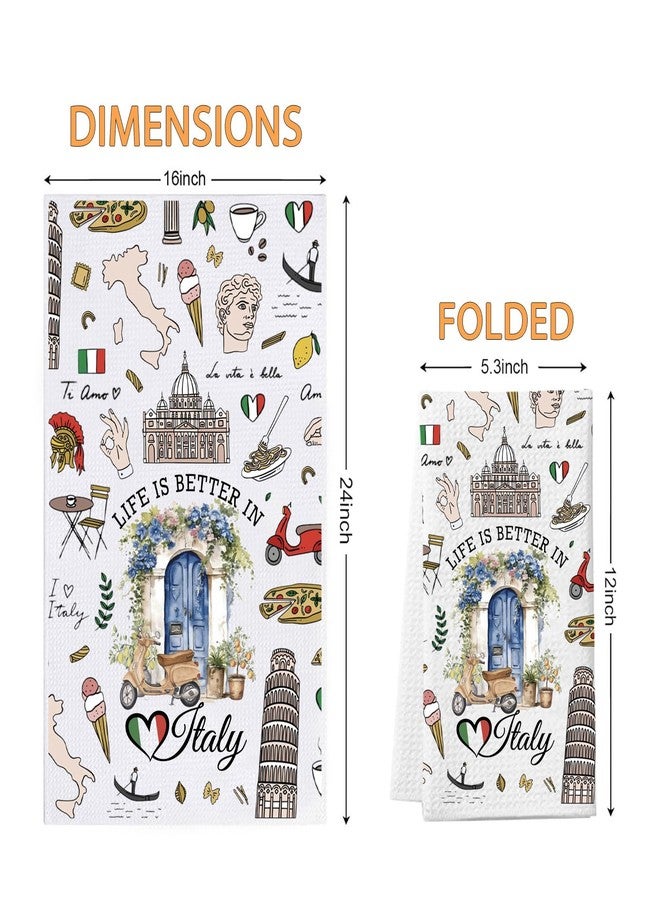 WCGXKO Italy Gift Life is Better in Italy Kitchen Towel Rome Italy Souvenirs Italian Flag Gift Italy Traveller Gift (Italy Towel) - Image 2