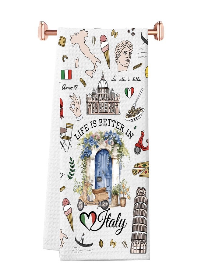 WCGXKO Italy Gift Life is Better in Italy Kitchen Towel Rome Italy Souvenirs Italian Flag Gift Italy Traveller Gift (Italy Towel) - Image 1