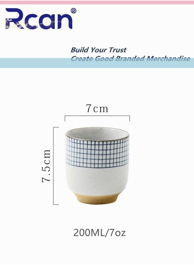 Rcan Retro Ceramic Coffee Cup Handcrafted Ceramic Tea Cup Hand-painted Underglaze Drinking Cup Teaware Drinkware Afternoon Tea Juice Milk Breakfast Coffee Mug for Adults 7oz  - Image 5