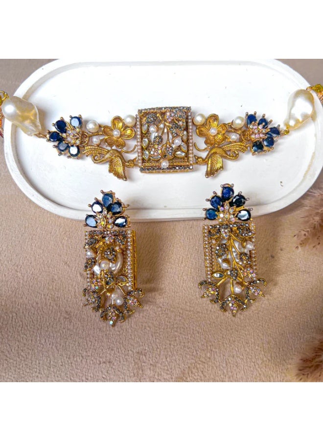 La Lueur Elegant Choker Necklace & Earrings Set for Women – Party & Festive Jewellery - Image 2