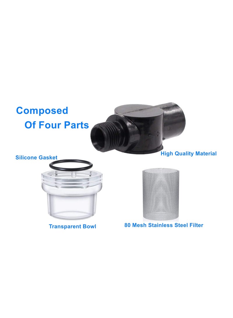 سيوسي 2 Pcs Twist-On Pipe Water Pump Strainer, RV Water Pump Filter Compatible With Shurflo Or Wfco,1/2 Inch Npsm Inlet/Outlet With 80 Mesh Stainless Steel Filter Screen For RV Marine Replacement - Image 2