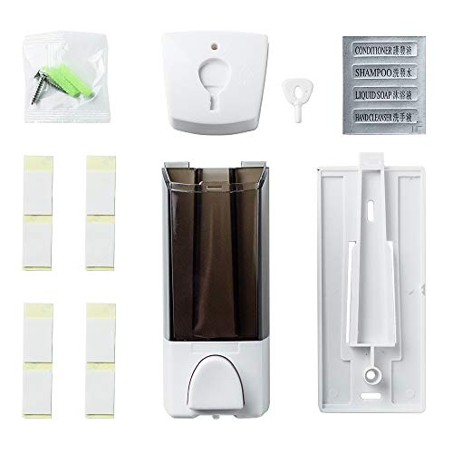 YISMAN Adhesive Soap Dispenser 300ML, Drill Free with Adhesive or Wall Mount with Screws Hand Dispenser Shampoo Shower Gel Lotion Container Dispenser for Kitchen Bathrooms Gray - Image 5