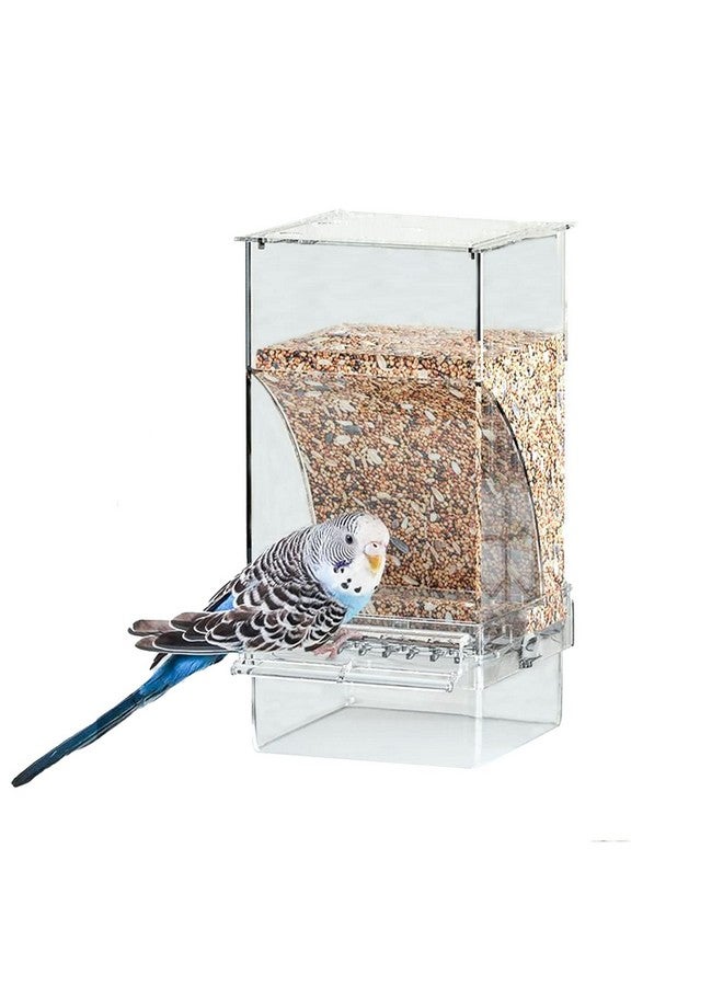 Hamiledyi Parrot Automatic Feeder No Mess Bird Feeder Food Container Feeding Station Foraging Cage Accessories Acrylic Suitable For Parrot Cockatoo Canary Love Bird (Transparent) - Image 1