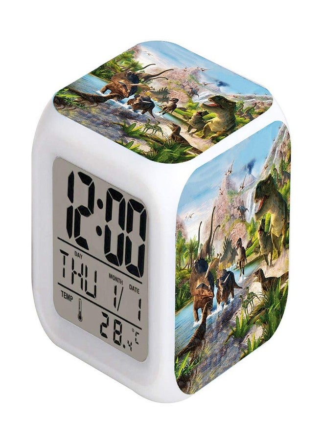 Cointone LED Alarm Clock Dinosaur Jurassic Design Creative Desk Table Clock Glowing Electronic Colorful Digital Clock for Unisex Adults Kids Toy Birthday Present - Image 2