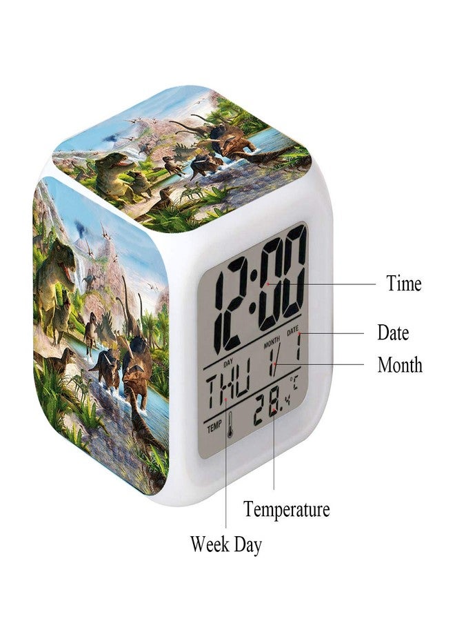 Cointone LED Alarm Clock Dinosaur Jurassic Design Creative Desk Table Clock Glowing Electronic Colorful Digital Clock for Unisex Adults Kids Toy Birthday Present - Image 5