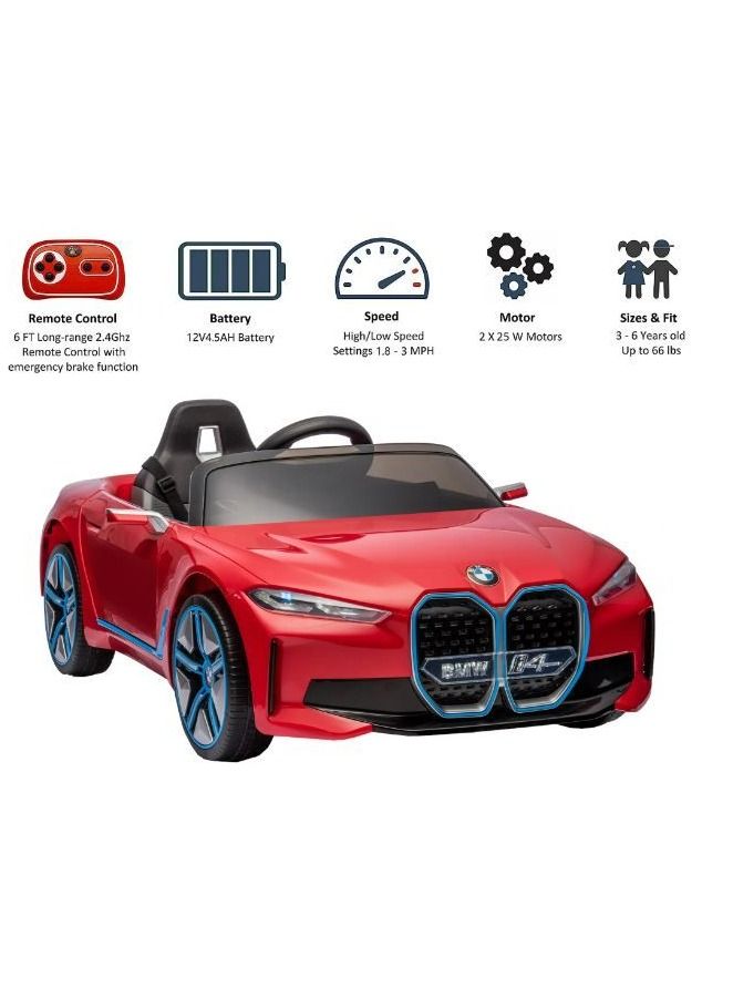 BMW I4  RIDEON Car 12V/2M   Red - Image 2