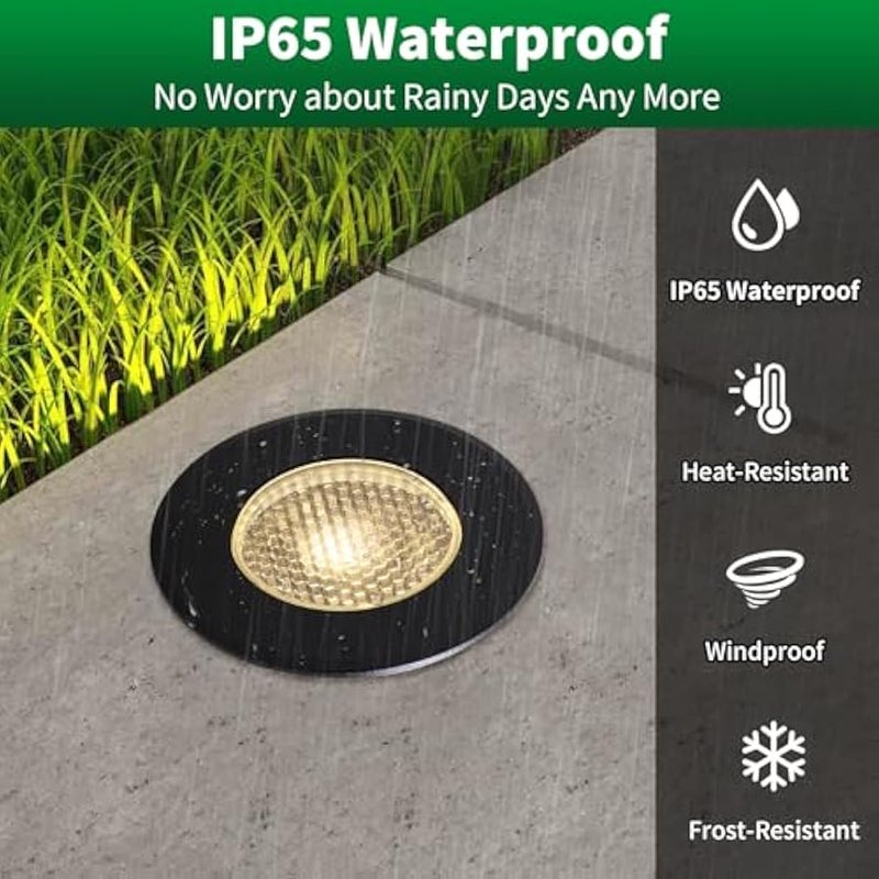 V.nice LED In-Ground Light Outdoor 10W 3000K Warm White, Recessed Landscape Uplight AC85–265V, IP65 Waterproof Embedded Driveway Deck Path Step Light for Garden Yard Patio Lighting - Image 4