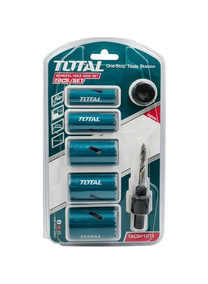 TOTAL مجموع TACSH1071- 7 قطعة مجموعة منشار ثقب ثنائية المعدن مجموعة منشار ثقب 19 مللي متر/22 مللي متر/29 مللي متر/32 مللي متر/35 مللي متر HSS M3 ثنائي المعدن طويل العمر  - Image 4