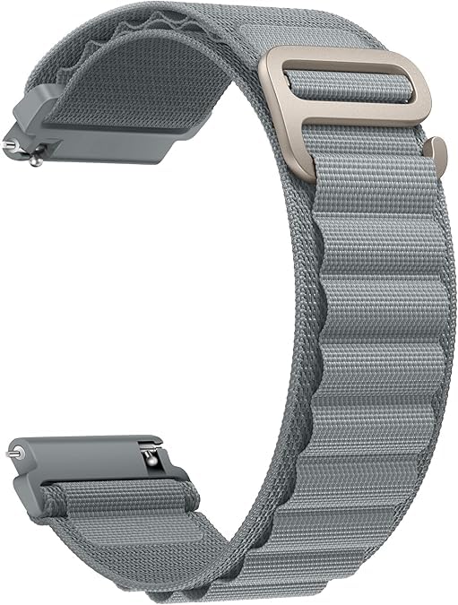 CERLINK 22mm Smart Watch Strap With Alpine Loop For Noise Colorfit Ultra/Oneplus 46mm/Samsung Galaxy Watch 3 45mm/Realme S/S Pro/ & With All 22mm Watches (Grey) - Image 1